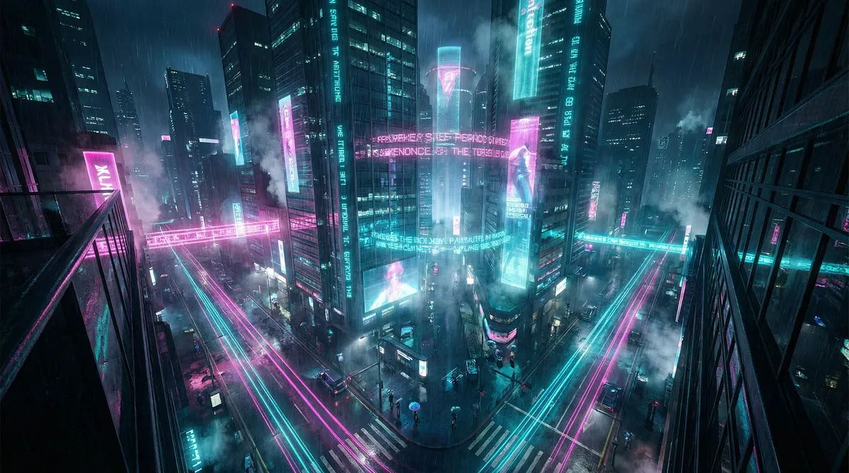 梦幻西梁女国剧情攻略 竖屏短剧平台首页背景 - 赛博朋克都市夜景